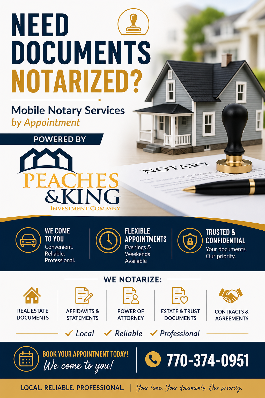 Peaches & King Mobile notary service flyer